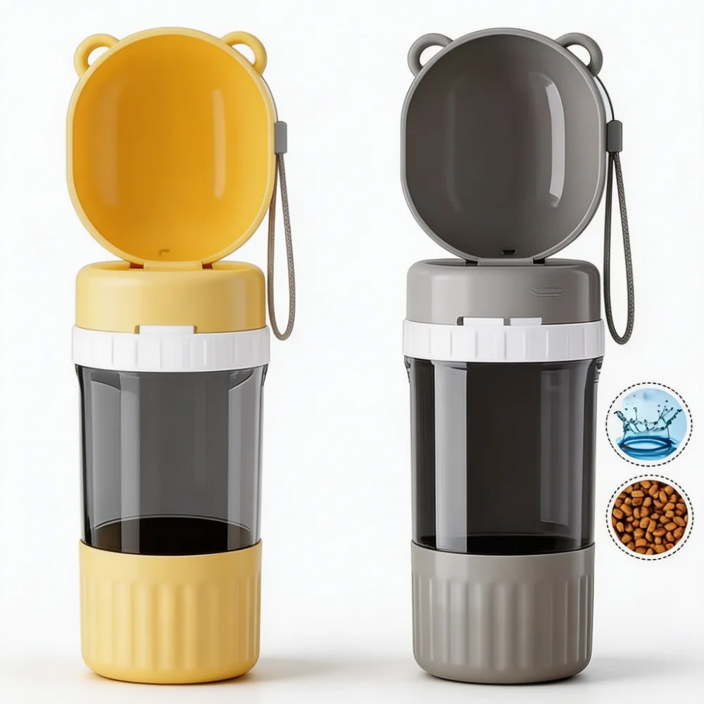 2-in-1 Portable Pet Water Bottle and Food Container