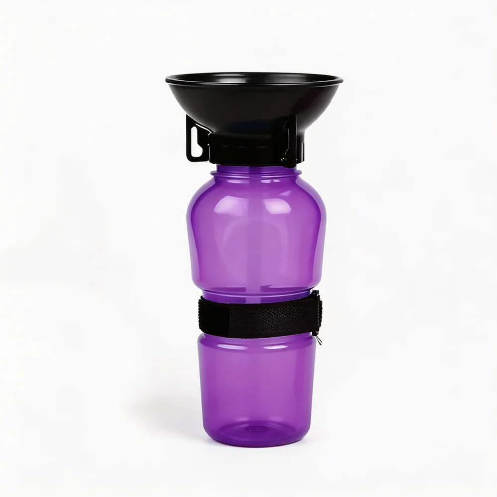 Squeeze-to-Hydrate Portable Pet Water Bottle with Foldable Bowl Cap
