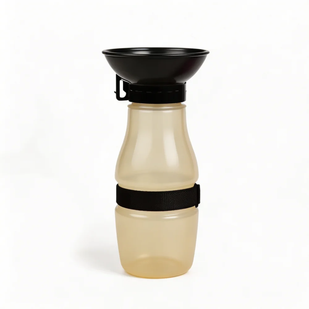 Squeeze-to-Hydrate Portable Pet Water Bottle with Foldable Bowl Cap
