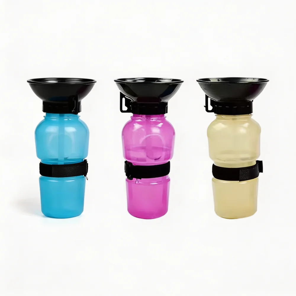 Squeeze-to-Hydrate Portable Pet Water Bottle with Foldable Bowl Cap