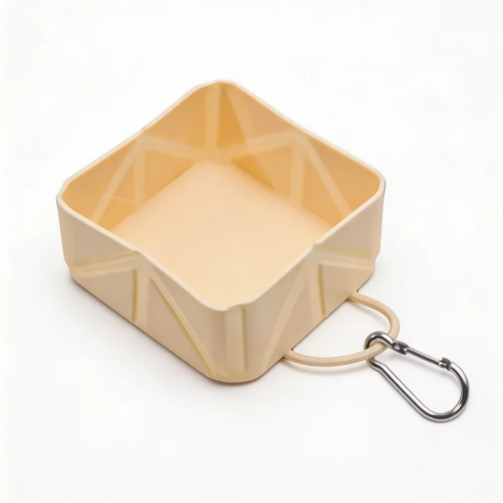 Collapsible Silicone Pet Bowl with Carabiner Clip