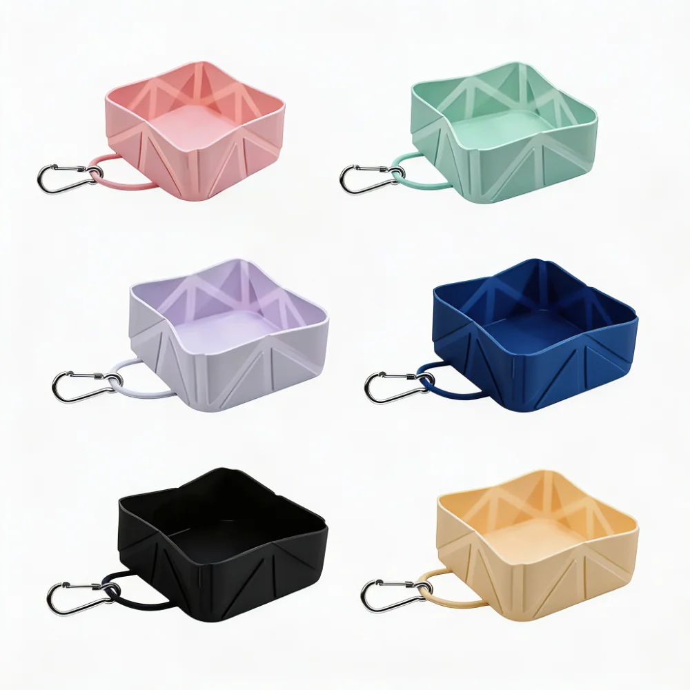 Collapsible Silicone Pet Bowl with Carabiner Clip