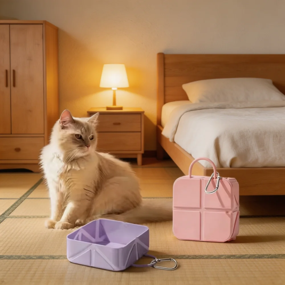 Collapsible Silicone Pet Bowl with Carabiner Clip