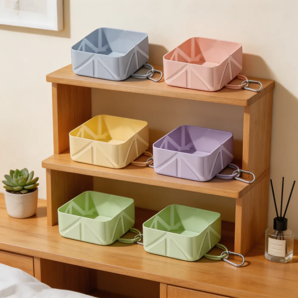 Collapsible Silicone Pet Bowl with Carabiner Clip