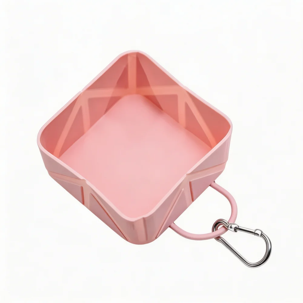 Collapsible Silicone Pet Bowl with Carabiner Clip