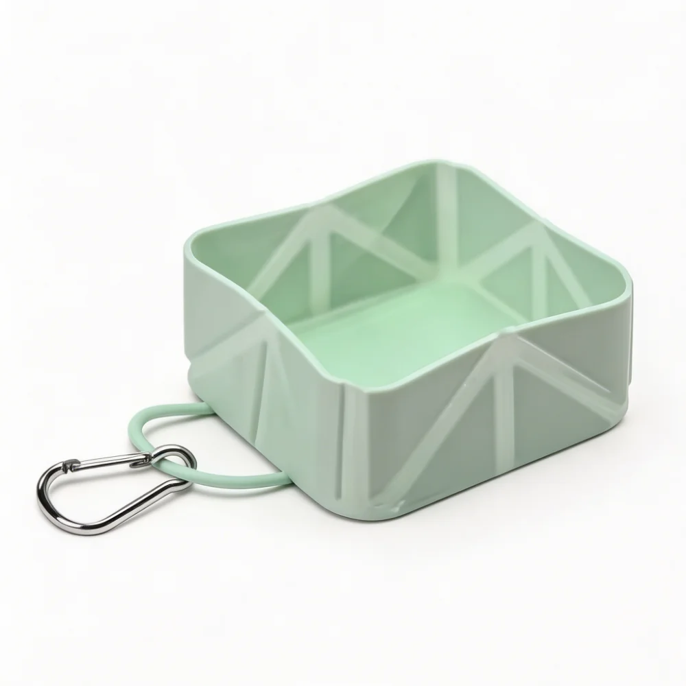 Collapsible Silicone Pet Bowl with Carabiner Clip