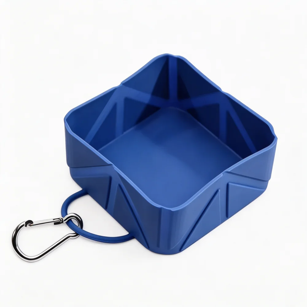 Collapsible Silicone Pet Bowl with Carabiner Clip