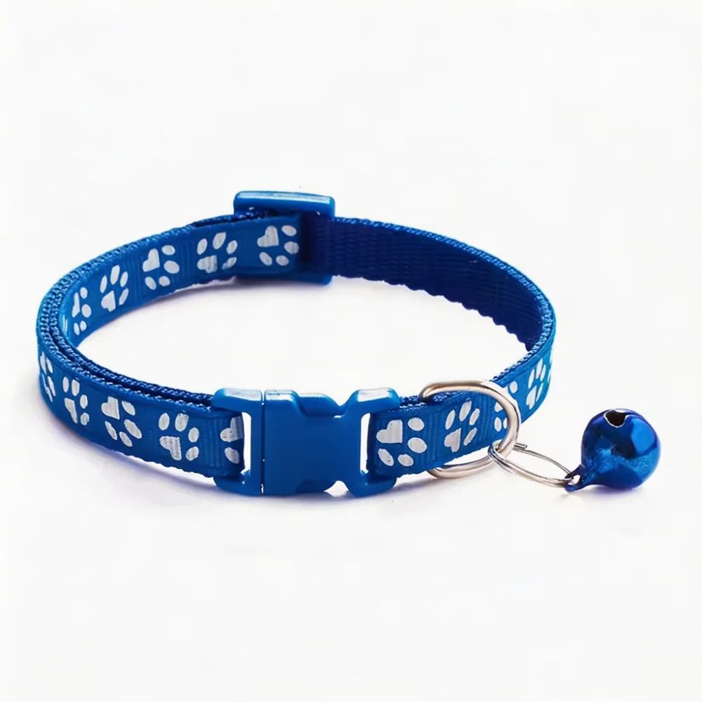 Reflective Paw Print Cat Collar with Bell