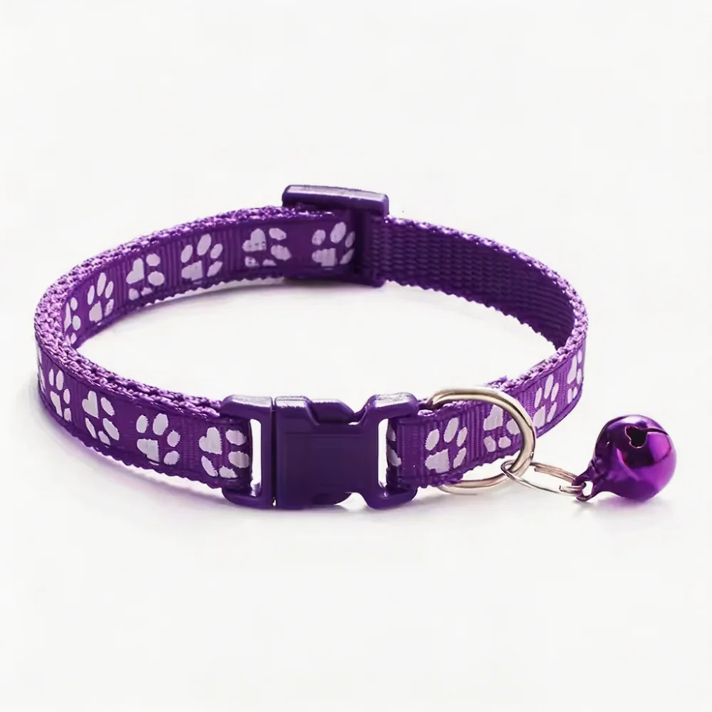 Reflective Paw Print Cat Collar with Bell