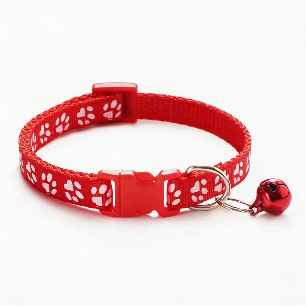 Reflective Paw Print Cat Collar with Bell