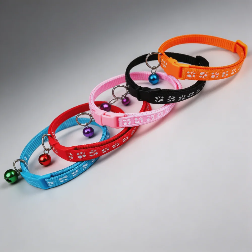 Reflective Paw Print Cat Collar with Bell