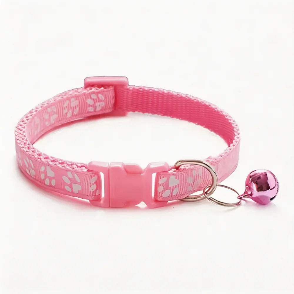 Reflective Paw Print Cat Collar with Bell