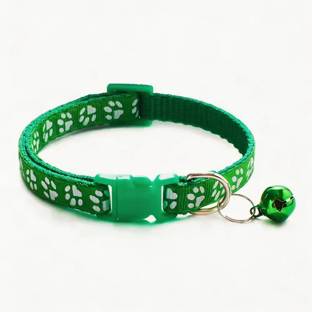 Reflective Paw Print Cat Collar with Bell