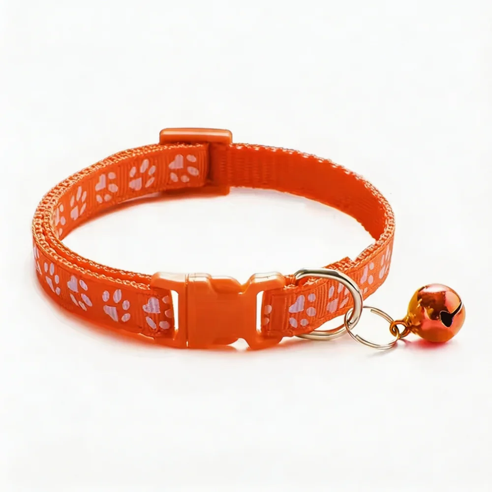Reflective Paw Print Cat Collar with Bell