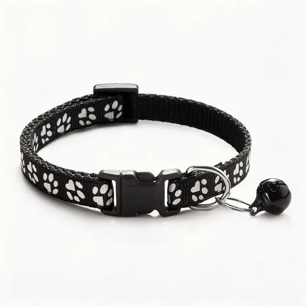 Reflective Paw Print Cat Collar with Bell