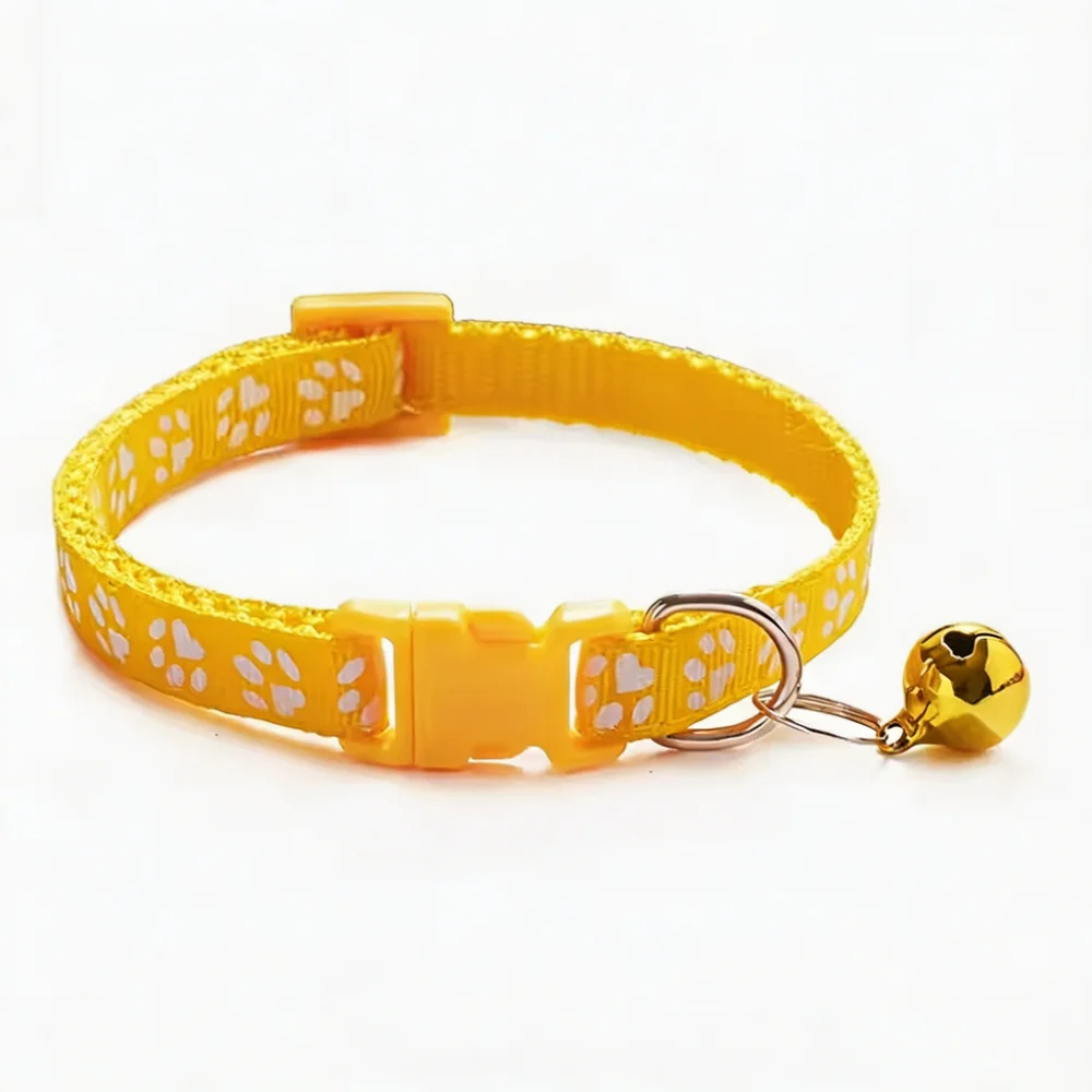 Reflective Paw Print Cat Collar with Bell