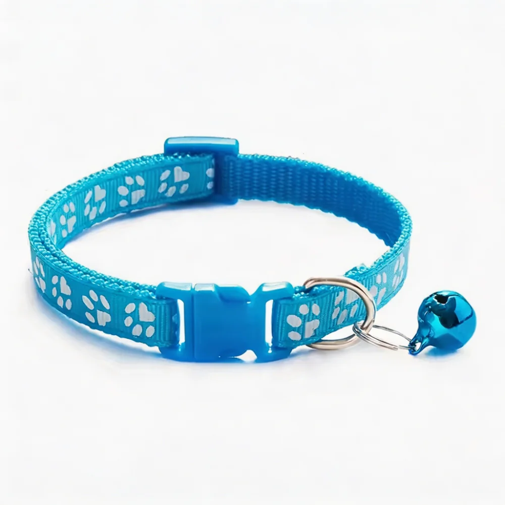 Reflective Paw Print Cat Collar with Bell