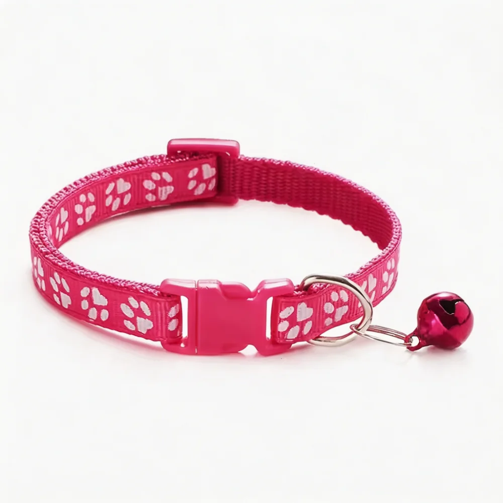 Reflective Paw Print Cat Collar with Bell