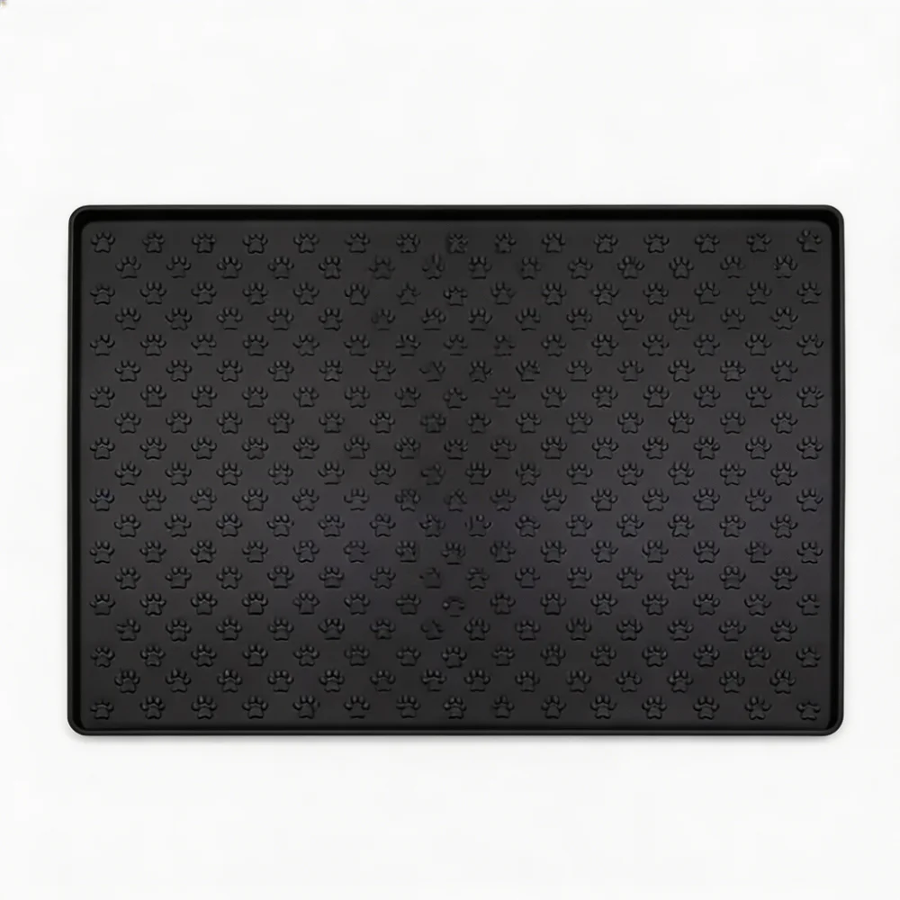 Silicone Pet Feeding Mat with Raised Edges Non-Slip Paw Print Surface