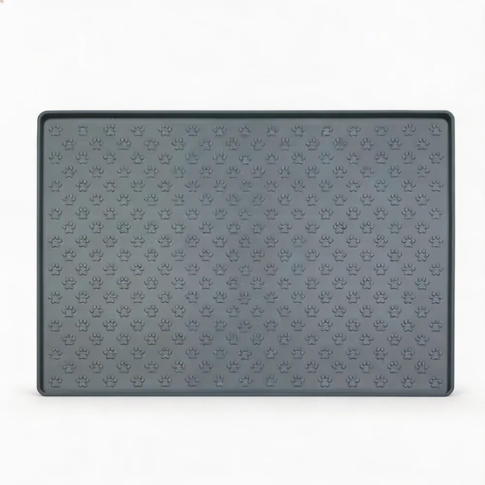 Silicone Pet Feeding Mat with Raised Edges Non-Slip Paw Print Surface