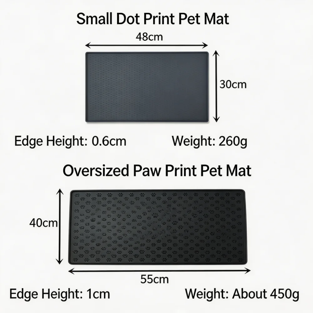 Silicone Pet Feeding Mat with Raised Edges Non-Slip Paw Print Surface