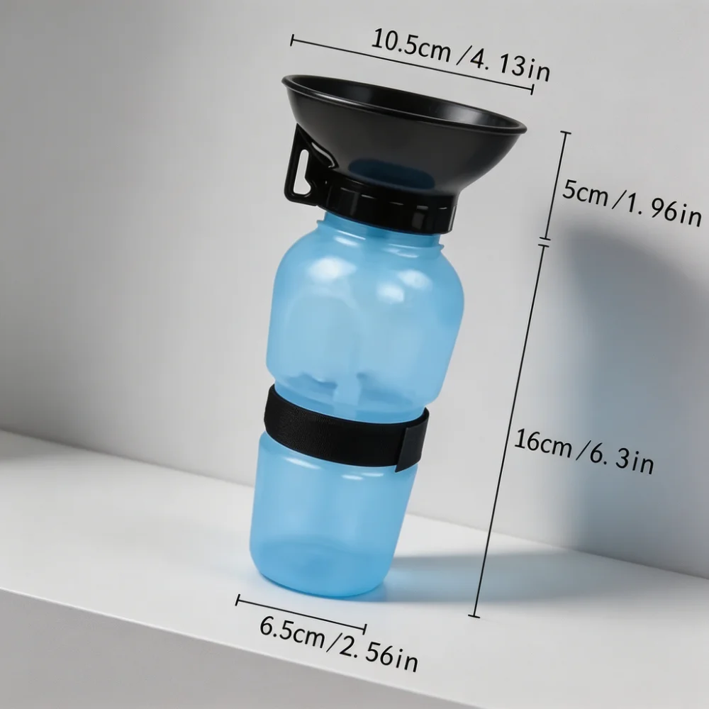 Squeeze-to-Hydrate Portable Pet Water Bottle with Foldable Bowl Cap