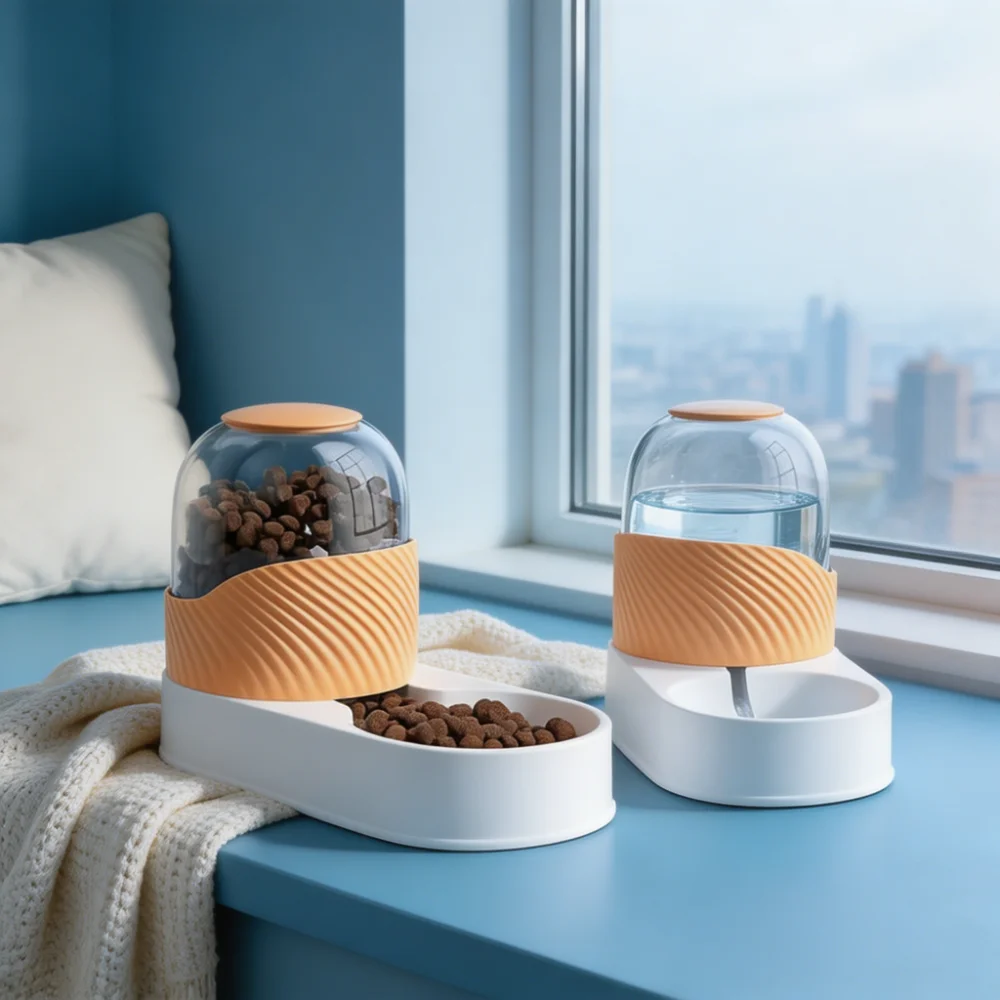 3.8L Whale Series Gravity Pet Feeder and Water Dispenser Set