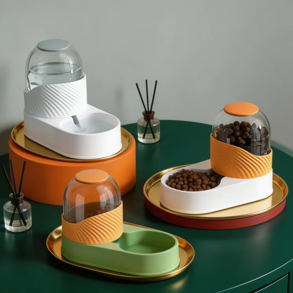 3.8L Whale Series Gravity Pet Feeder and Water Dispenser Set